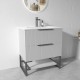 3D-2H 750x450x850mm Grey Floor Standing Plywood Vanity with Stainless Black Frame Leg And Shelf